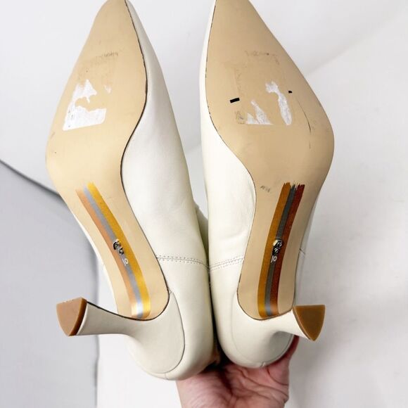 Sam Edelman White Leather Moe Western Cowboy Heeled Booties Size 10 - Picture 6 of 7